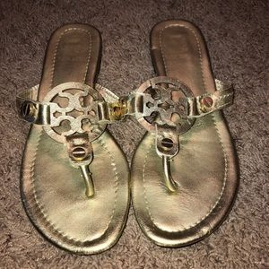 Gold Tory Burch Miller sandals